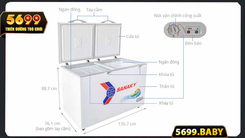 Thông số kỹ thuật tủ đông Sanaky VH 5699HY